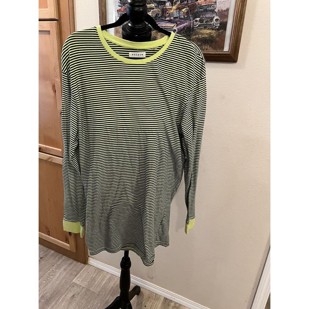 PACSUN‎ Long Sleeve Striped Scallop Fit Top Sz XL Super Soft (211)